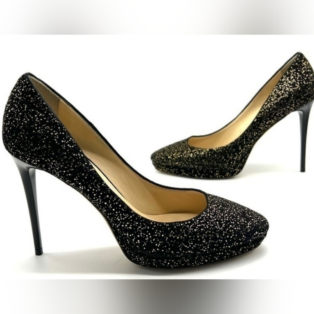 Jimmy Choo gold sparkle heels
